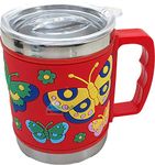 FunBlast Stainless Steel Mug Emboss Hot And Cold Coffee/Milk/Tea Mug For Kids Cartoon Print Soft Rubber Design Cup, Milk Drinking Mug For Kids - Multicolor, 350 ML