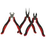 INGDAUM® Set of 3 Mini Pliers 4 Inch/100 mm Side Cutters Needle-Nose Pliers End Cutters Polished for Inserting, Bending and Cutting Wires and Cores Even in Difficult Positions