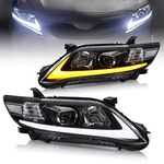 VLAND LED Projector Headlights Compatible with 2010 2011 Base, LE, SE and XLE(US Version) with Sequential, High Beam Come with H7 Halogen. Low Beam Fits D2S/ D2H Led Xenon Bulbs (Not Included)