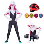 Ghost Spider Costume,Spider Costume Kids With Launcher,Ghost Spider Costume,Halloween Cosplay 3D Style Jumpsuit for Girls