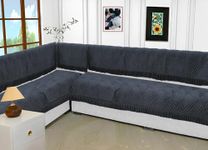 Fashion Throw FauXFur Sofa Cover, For Living Room, Sofa Slipcovers, Furniture Cover (Dark Grey With Frill, L-Shape (3+3) + Back)