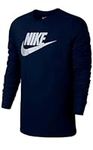 Nike Mens NSW Long Sleeve Tee Icon Futura T-Shirts (Navy Blue/White, Large)