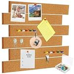 6 Pack Cork Board, Bulletin Board 12"X2", Cork Board for Wall Self Adhesive Small Cork Roll with 50 Push Pins, Pin Board for Office Home Memos Decor Notice Boards (6 PCS)