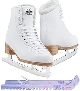 Jackson Classic JC381 Fleece Lining Figure Ice Skates - Girls 2 - Bundle with Skate Guards