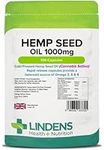 Lindens Hemp Seed Oil 1000mg - 100 Capsules - Source of Omega 3, 6 & 9 | Cold Pressed, Made in The UK