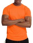 Gym T Shirt Men Dry Fit(Neon Orange(Solid),L)