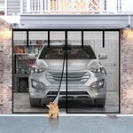 Fiberglass Garage Door Screen, Sunmoxia 8x7Ft Magnetic Heavy Duty Garage Door Curtain with 4 Strapping Tapes - Durable Breathable Mesh Patio Porch Privacy Curtain