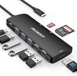 Acodot USB C Hub, 9 in 1 USB C Multiport Adapter with 4K@60HZ HDMI, 100W PD, 3 USB 3.0 Ports, SD/TF Card Reader, USB C Hub Adapter Desigend for MacBook Pro Air HP XPS etc, Black