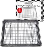 Checkered Chef Baking Sheets for Oven - Quarter Sheet Pan with Stainless Steel Wire Rack Set 1-Pack - Easy Clean Cookie Sheets, Aluminum Bakeware