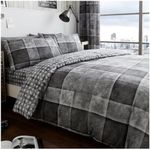 Gaveno Cavailia Luxury Denim Check Bed Set with Duvet Cover and Pillow Case, Polyester-Cotton, Grey, Super-King