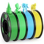 WEEFUN 4 Color PLA 3D Printer Filament Pack, 1.75mm PLA Filament 3D Printing Material, Four Bright Color PLA Filaments for 3D Printer Green/Light-Green/Yellow/Sky Blue, 4 Spools, Total 1KG(2.2LBS)