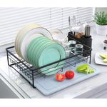 VABNEER Dish Drying Rack with Stone Drying Mat, Quick-Drying/Stainless/Super Sturdy/Space-Saving, Dish Strainers for Kitchen Counter