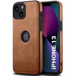 TheGiftKart Genuine Leather Finish iPhone 13 Back Cover Case | Shockproof Design | Raised Edges for Camera & Screen Protection | Stunning Minimalist Design Back Case Cover for iPhone 13 (Brown)