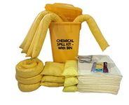 TECHNOSPILL Chemical Spill Kit 50 Liter Trolly Bin with Wheel. Absorb: Hospital Chemicals, Acid, Bases, Solvents - Mixed Chemicals, Other Acidic & Alkalis based Liquids (50L)