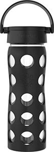 Lifefactory LF220017C4 16-Ounce BPA-Free Glass Water Bottle with Classic Cap and Protective Silicone Sleeve, Onyx