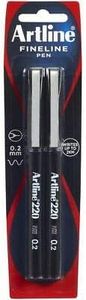 Artline 220, 122065, Fineliner Pens, 0.2mm, Black, 2 Pack