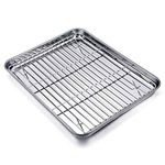 TeamFar Baking Tray and Rack Set, Stainless Steel Baking Pan Cookie Sheet with Cooling Rack, 12.5 x 10 x 1 inch, Non Toxic & Healthy, Easy Clean & Dishwasher Safe, (1 Pan+ 1 Rack)