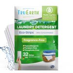 Tru Earth Eco-Strips Laundry Detergent Strips 32 Loads. No Plastic Packaging, Ultra-Concentrated, Pre-Measured Strips, Easy Storage. For Machine & Hand Washing, Fragrance Free