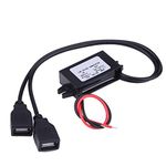 Direct Current Buck Converter Module, 12V to 5V 3A 15W Direct Current Converter, ABS Shell Power Converter Adapter with Dual USB for Car Motorcycle Phone Charge