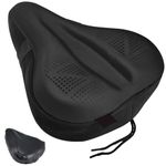 Zacro Gel Bike Seat, Big Size Soft Wide Excercise Bicycle Cushion For Bike Saddle, Comfortable Cover Fits Cruiser And Stationary Bikes, Indoor Cycling, Spinning With Waterpoof Cover