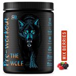 M B Muscle Builder's The Wolf Preworkout Energy Drink Supplement For Men & Women | Hardcore Pre-Workout Supplement For Pump, Strength, Focus [30-60 Servings, Mix Berries, 255G] - Powder