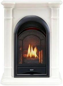 ProCom Dual Fuel Ventless Gas Fireplace System with Mantle, Thermostat Control, 4 Fire Logs, Use with Natural Gas or Liquid Propane, 10000 BTU, Heats up to 500 Sq. Ft., Antique White