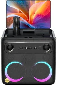 Ikarao Smart Karaoke Machine for Adults - with Lyrics Display, 64GB Karaoke Tablet, 2 Wireless Mics, Professional Karaoke System, 600W Peak Power, 4 DJ Lights, Karaoke Speaker for Any Occasion