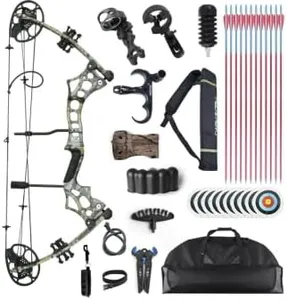 Compound Bow and Arrow Set for Adults Archery Shooting Bow Adjustable 30-65lbs Composite Bow Combination 19.5"-30" Draw Length Hunting Equipment