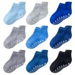 SockWaddles Baby Socks 9 Pairs Cozy Anti-Slip Toddler Socks,Cotton Grip Ankle Multicolor Socks for Kids Boys Girls Infant Children Aged 0-6/6-12 Months,1-3/4-7 Years