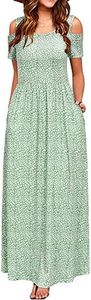STYLEWORD Women's 2025 Fashion Summer Cold Shoulder Floral Elegant Maxi Long Dress with Pocket(Floral08-457,XL)