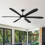 Parrot Uncle Ceiling Fans with Lights and Remote 72 Inch Large Black Ceiling Fan with LED Light Outdoor Ceiling Fans for Patios Covered, Dimmable, Reverse Airflow, Timer