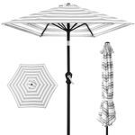 Best Choice Products 10ft Outdoor Steel Polyester Market Patio Umbrella w/Crank, Easy Push Button, Tilt, Table Compatible - Striped Gray