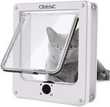 CEESC Cat Flap, Magnetic Pet Door with Rotary 4 Way Lock for Cats, Kitties and Kittens (Medium, White)