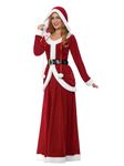 Smiffys Deluxe Ms Claus Costume, Red, L - UK Size 16-18