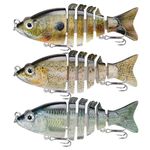 GOTOUR Fishing Lures Lifelike Multi Jointed Swimbait for Freshwater and Saltwater, Slow Sinking Hard Bait for Bass Trout Crappie Perch Pike Walleye, Pro Fishing Gear, Amazing Fishing Gifts for Men