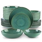 vancasso Karst Reactive Glaze Dinner Sets, Stoneware Vintage Look Green Dinnerware Tableware, 32 Pieces Dinner Service Set for 8, Include Dinner Plate, Dessert Plate, Pasta Bowl and Cereal Bowl