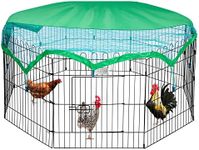 DEStar 8 Panel Foldable Outdoor Backyard Metal Coop Chicken Cage Enclosure Duck Rabbit Cat Crate Playpen Exercise Pen with Weather Proof Cover