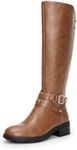 DREAM PAIRS Women's Knee High Boots, Buckle Riding Boots,Size 12,LIGHT BROWN,UNCLE