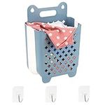 BELLE VOUS Blue Shower Basket with Self-Adhesive Backing - Plastic Wall-Mounted Caddy Shelf for Toy, Shampoo & Accessory Storage - Hanging Shower Tidy