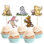 SYKYCTCY 40 Pack Winnie Baby Shower Cupcake Toppers Classic the Pooh Honey Birthday Cupcake Picks Cute Winnie Kids Birthday Baby Shower Cupcake Decorations Party Supplies