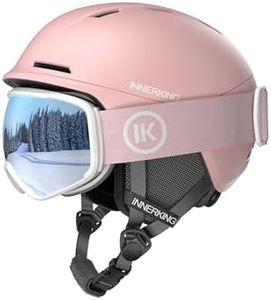 InnerKing Snowboard Helmet Set with Goggles for Adults, Sturdy PC Shell & Shock-Absorbing EPS Foam & Soft Lining, Snow Sports Helmet and Glasses for Men and Women-Pink L