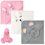 Aolso Hooded Baby Towel,3 PCs Baby Bath Towels with Hood,80x80cm Soft and Absorbent Hooded Towels for Kids Newborn and Infant,Baby Shower Gifts(White/Gray/Pink)