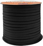 BEADNOVA 5mm Flat Leather Cord Faux Suede Cord 50 Yards Roll Spool for Necklace Bracelet Jewelry Making (Black)