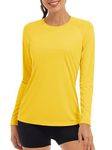 TACVASEN Yellow Long Sleeve Shirt Women Running Hiking Shirt Womens Outdoors Performance BreathableT-Shirt Yellow, M