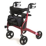 Ultra Lightweight Folding rollator Walking Frame Wheeled Walker with seat, Cane Holder and Locking Brakes - Lightest in The UK (Red)