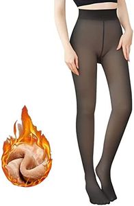 PUNKYOUTH Collant foderati in pile Leggings donna inverno spesso caldo nero stretto per le donne falso traslucido collant, Nero-220 g, Etichettalia unica