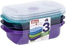 Decor Microsafe Decor Oblong Jewel Container, Pack of 3 Pieces, 900ml Capacity, Assorted