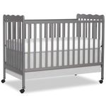 Dream On Me Carson Classic 3-in-1 Convertible Crib in Steel Grey, Made of Sustainable Pinewood, Non-Toxic Finish, Comes with Locking Wheels, Wooden Nursery Furniture