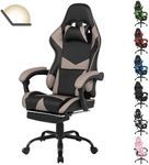 Advwin Gaming Chair with Footrest and 135° Recline Ergonomic Office Chair with Adjustable Headrest Lumbar Pillow Linkage Armrests High Back PU Leather Computer Video Recliner Chair Gray