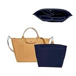 Chispee Felt Purse Organizer Insert Tote Organizers for Longchamp Divider Pocket & Zipper Inner Bag Liner fit Large, Navy Blue